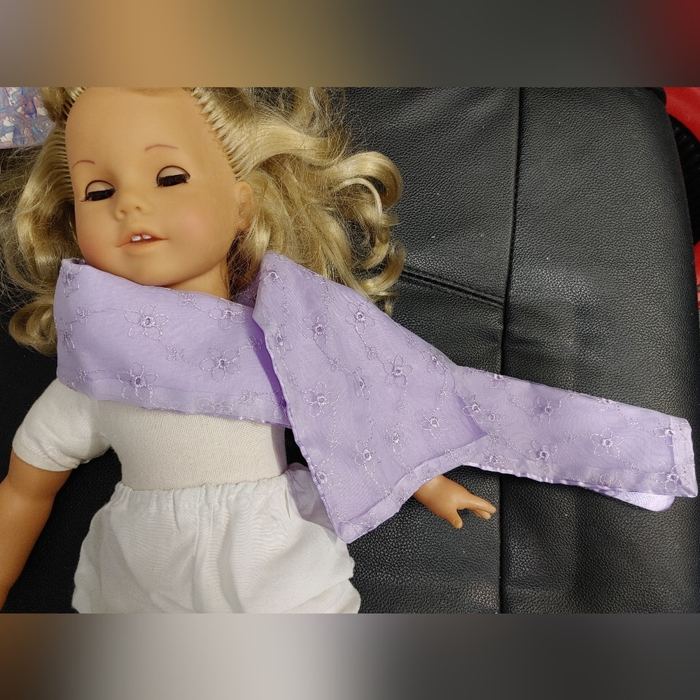 Scarlet Floral Scarf for Dolls and Fashionable Teddy Bears - Hand Made, Unique